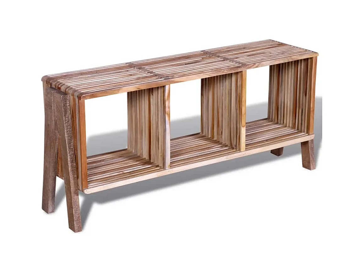 Mueble TV Buffet TV diseño práctico apilable en teca reciclada con 3 estantes marrones 2502296