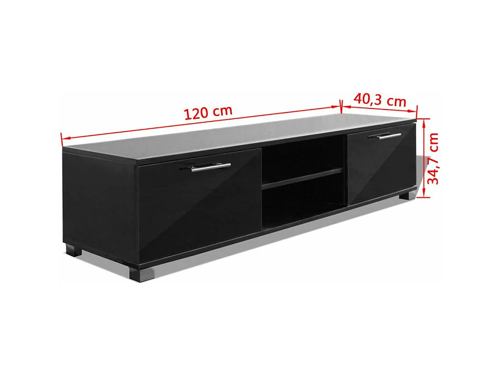 Mueble para TV buffet para TV diseño práctico negro brillante 120 cm 2502210
