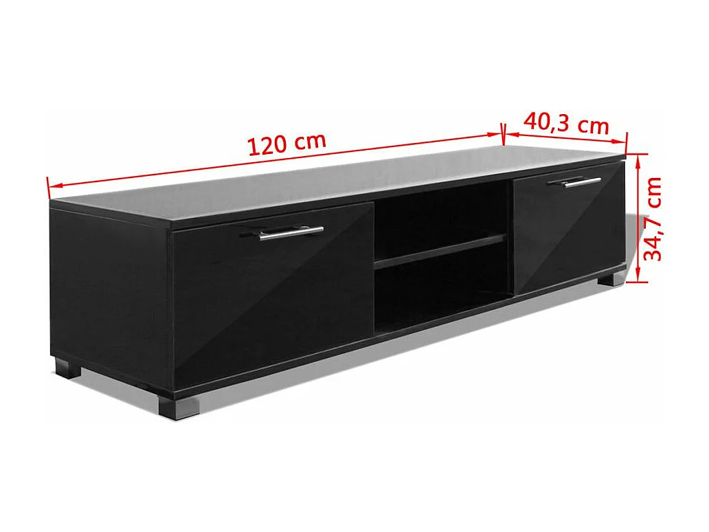 Meuble télé tv noire 120 x 40.3 x 34.7 cm 2502210