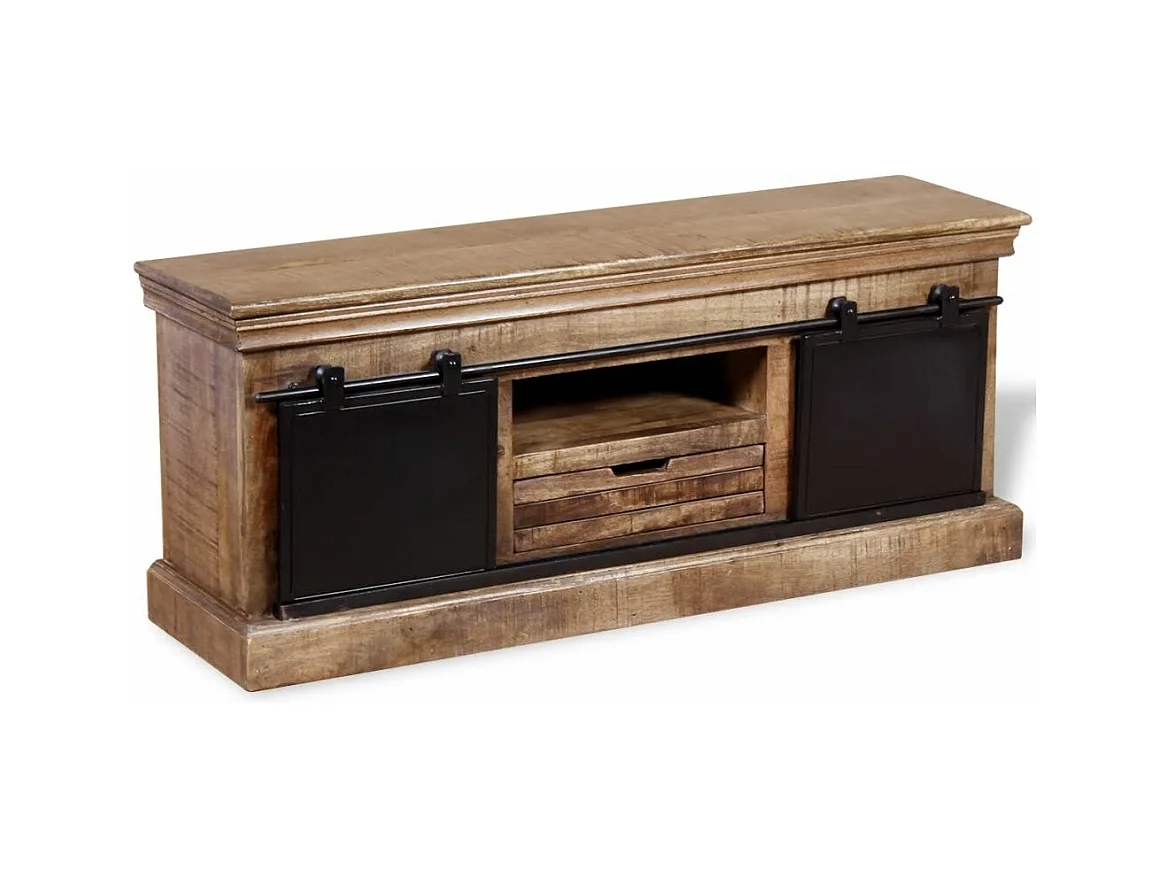 Mueble TV Buffet TV diseño práctico con 2 puertas correderas madera maciza de mango 2502093