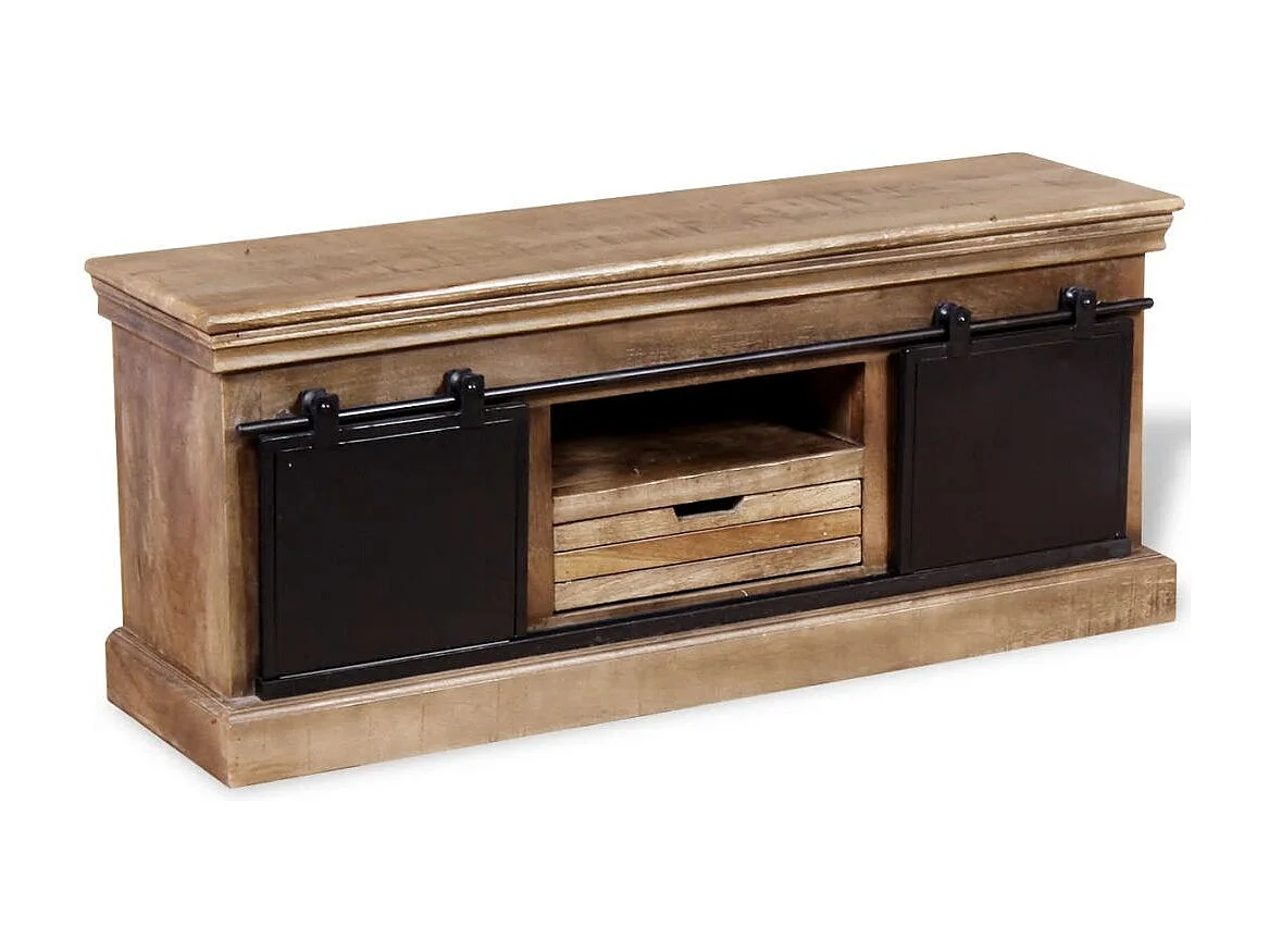 Mueble TV Buffet TV diseño práctico con 2 puertas correderas madera maciza de mango 2502093