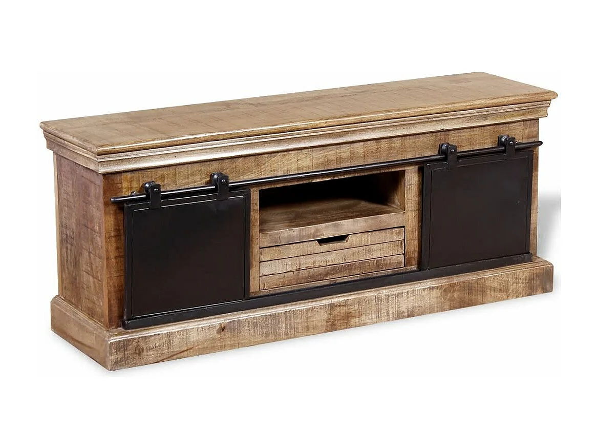 Mueble TV Buffet TV diseño práctico con 2 puertas correderas madera maciza de mango 2502093
