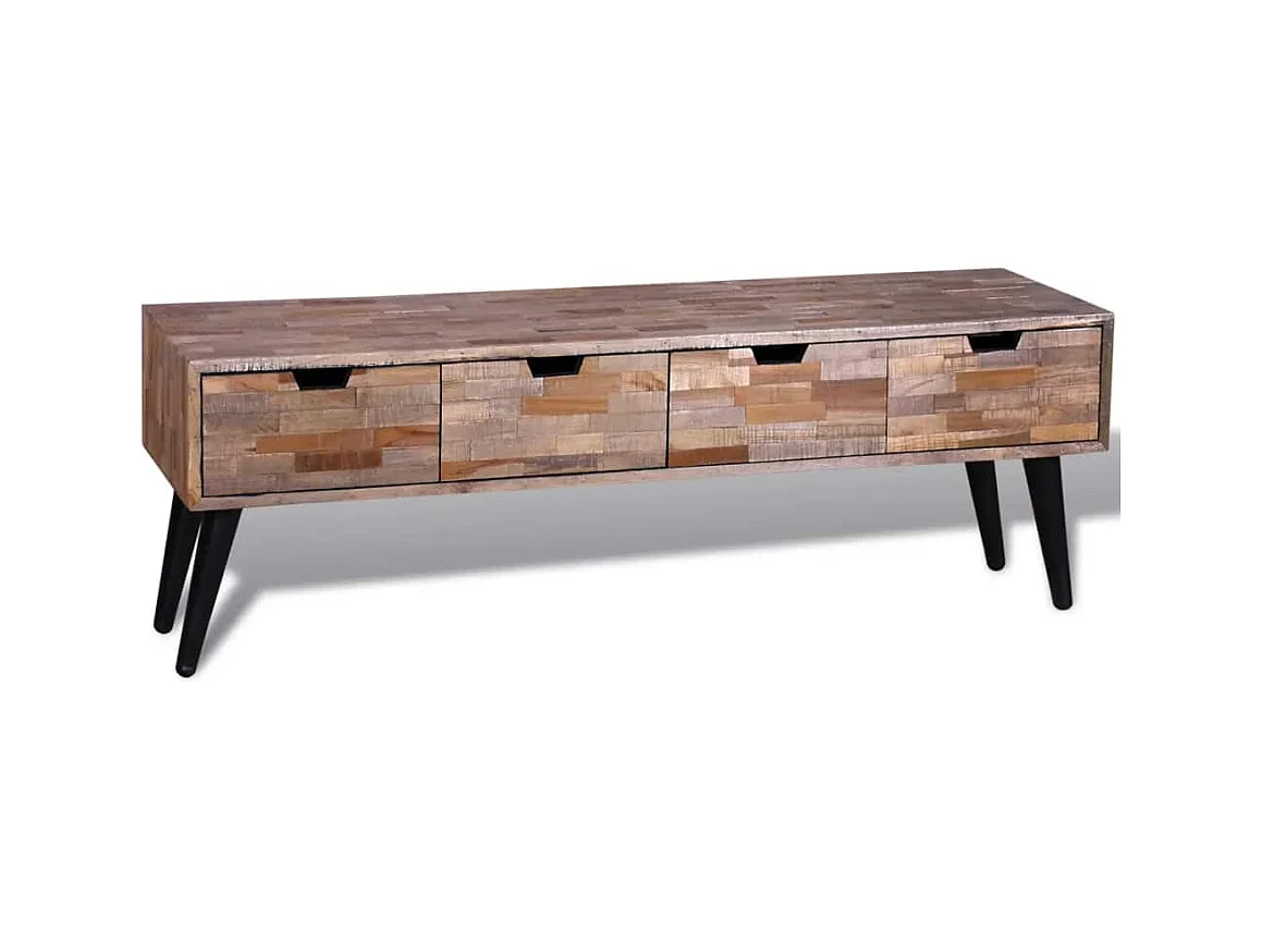Pratico mobile TV da buffet di design con 4 cassetti in teak riciclato 2502300