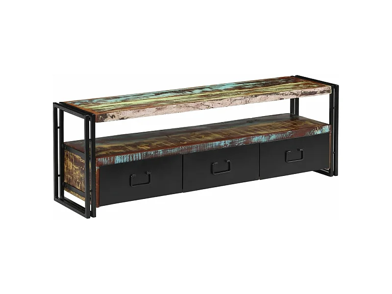 Mobile TV TV buffet dal design pratico in legno massello di recupero 120 cm 2502156