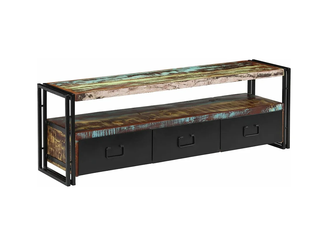 Mobile TV TV buffet dal design pratico in legno massello di recupero 120 cm 2502156