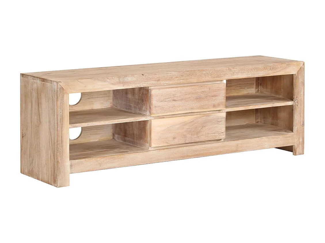 Mueble para TV Buffet para TV diseño práctico madera maciza de acacia 120 cm marrón claro 2502121