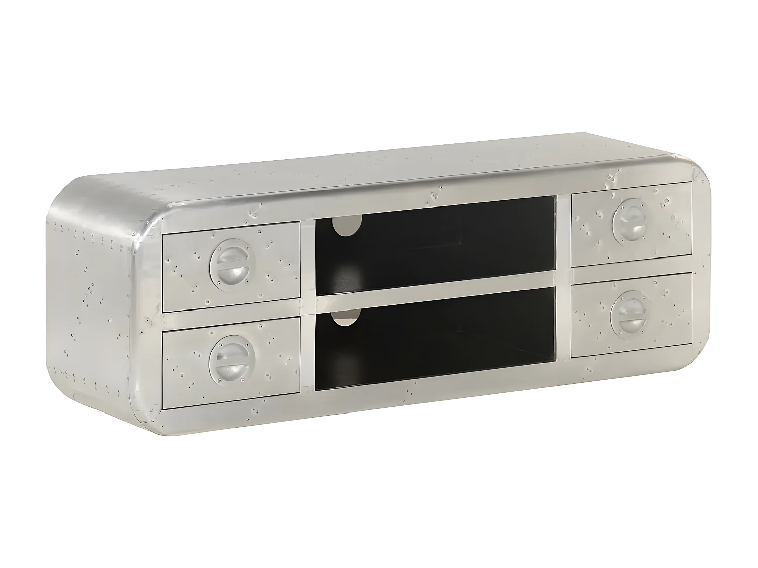 Meuble télé buffet tv télévision design pratique vintage style aviateur 120 cm gris 2502033