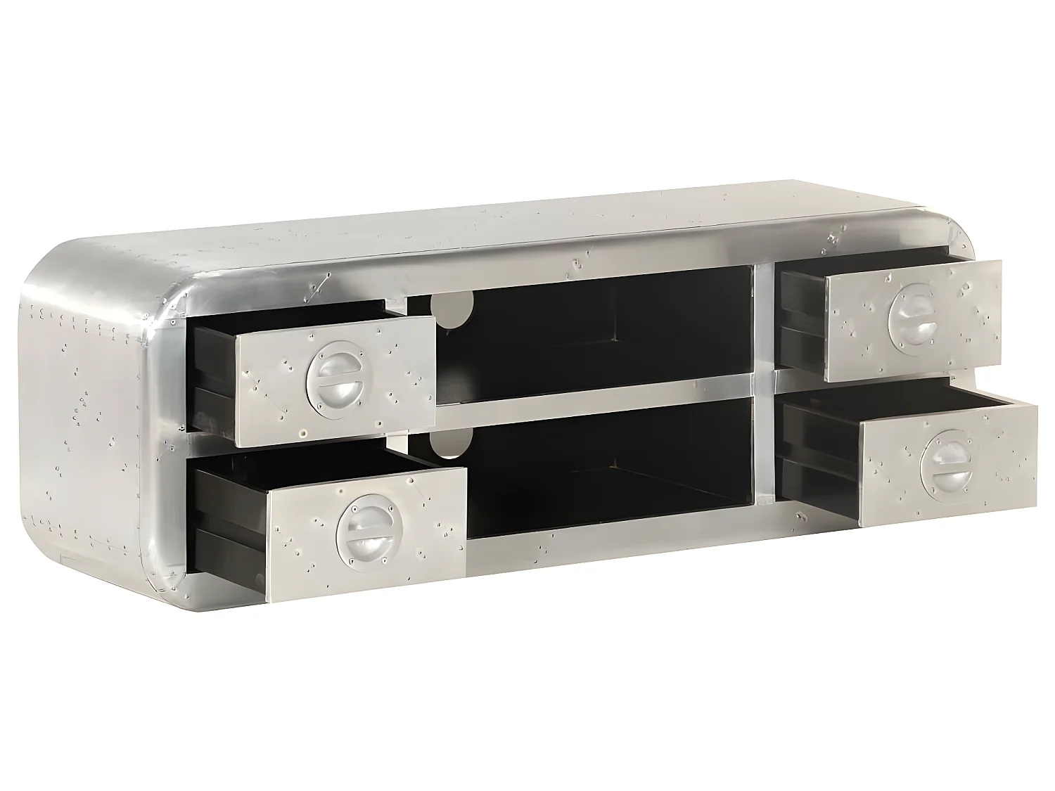 Meuble télé buffet tv télévision design pratique vintage style aviateur 120 cm gris 2502033