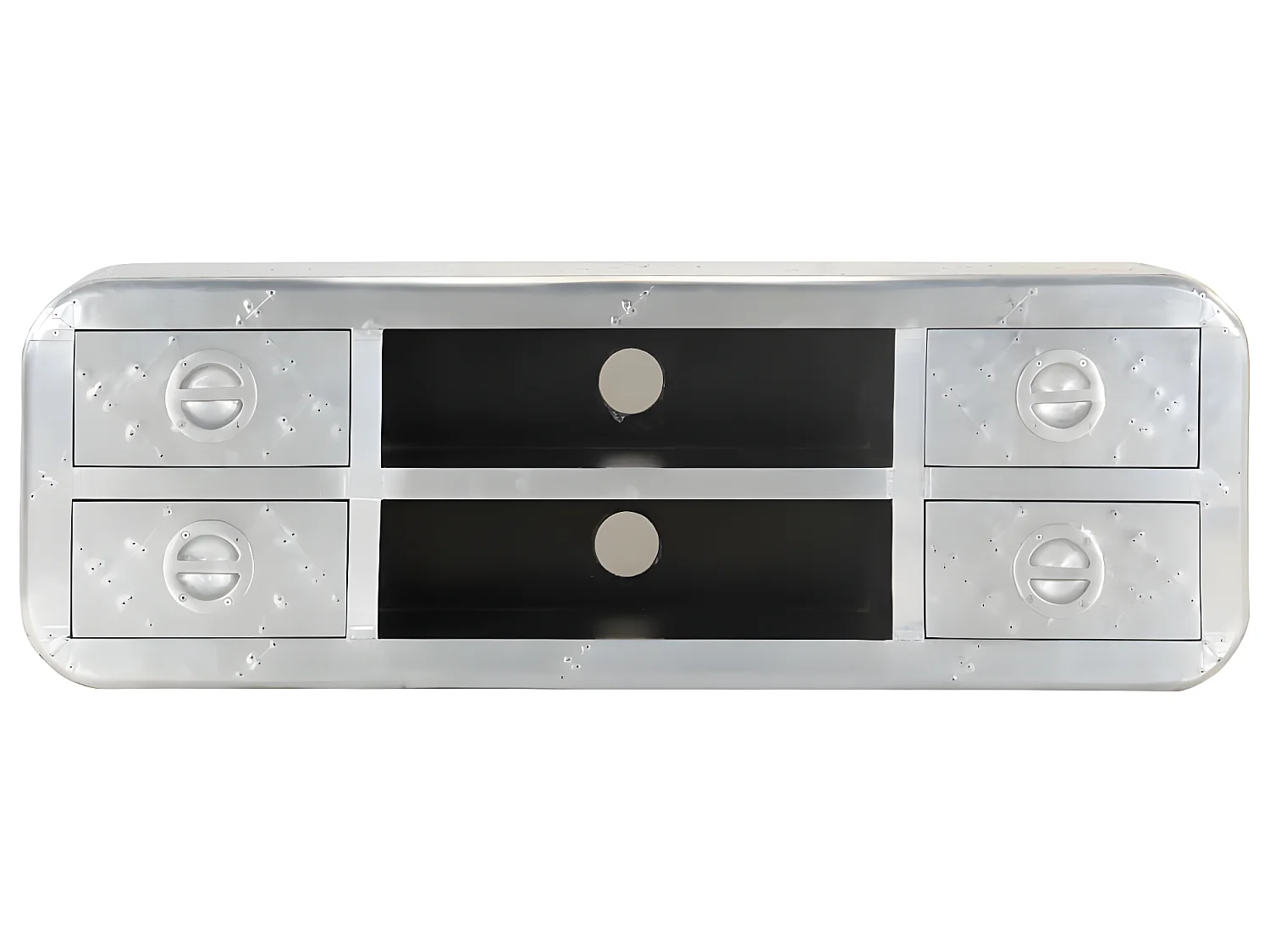 Meuble télé buffet tv télévision design pratique vintage style aviateur 120 cm gris 2502033