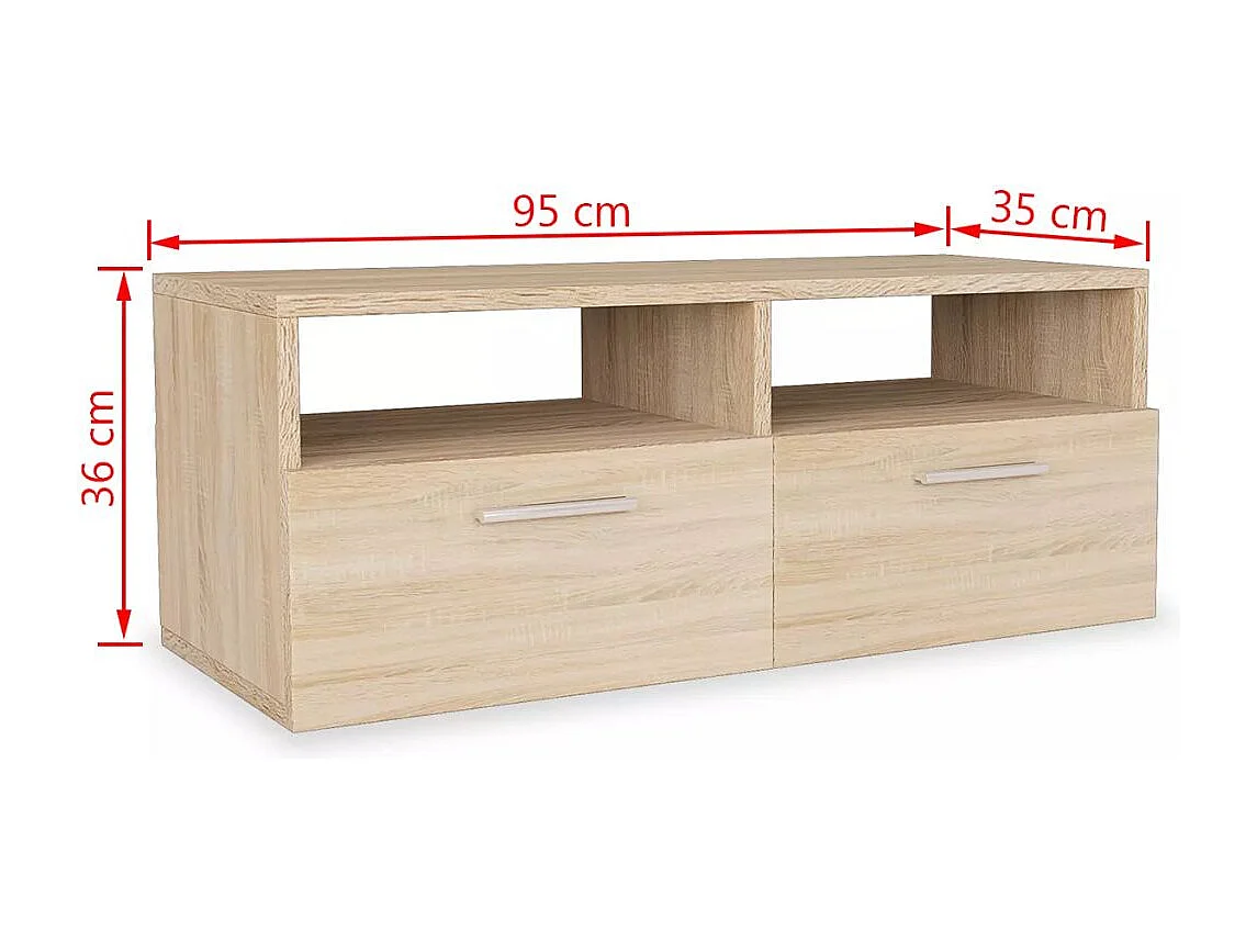 Mueble TV Buffet TV diseño práctico 2 piezas Aglomerado 95 cm Roble 2502083