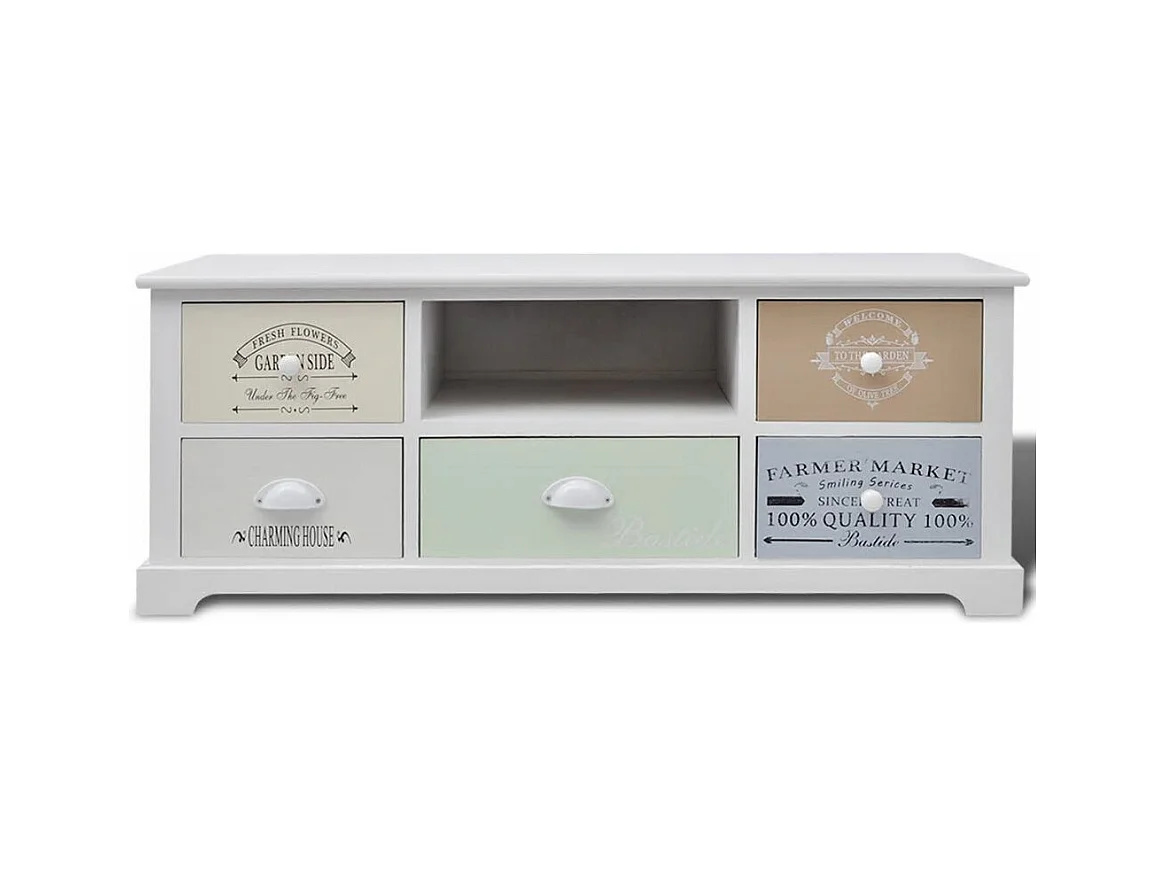 Mueble buffet TV de diseño práctico en contrachapado blanco estilo francés 2502188