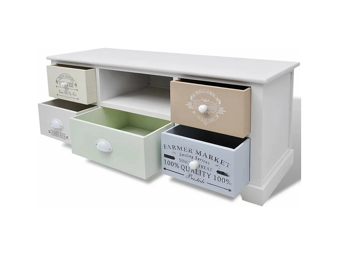 Mueble buffet TV de diseño práctico en contrachapado blanco estilo francés 2502188