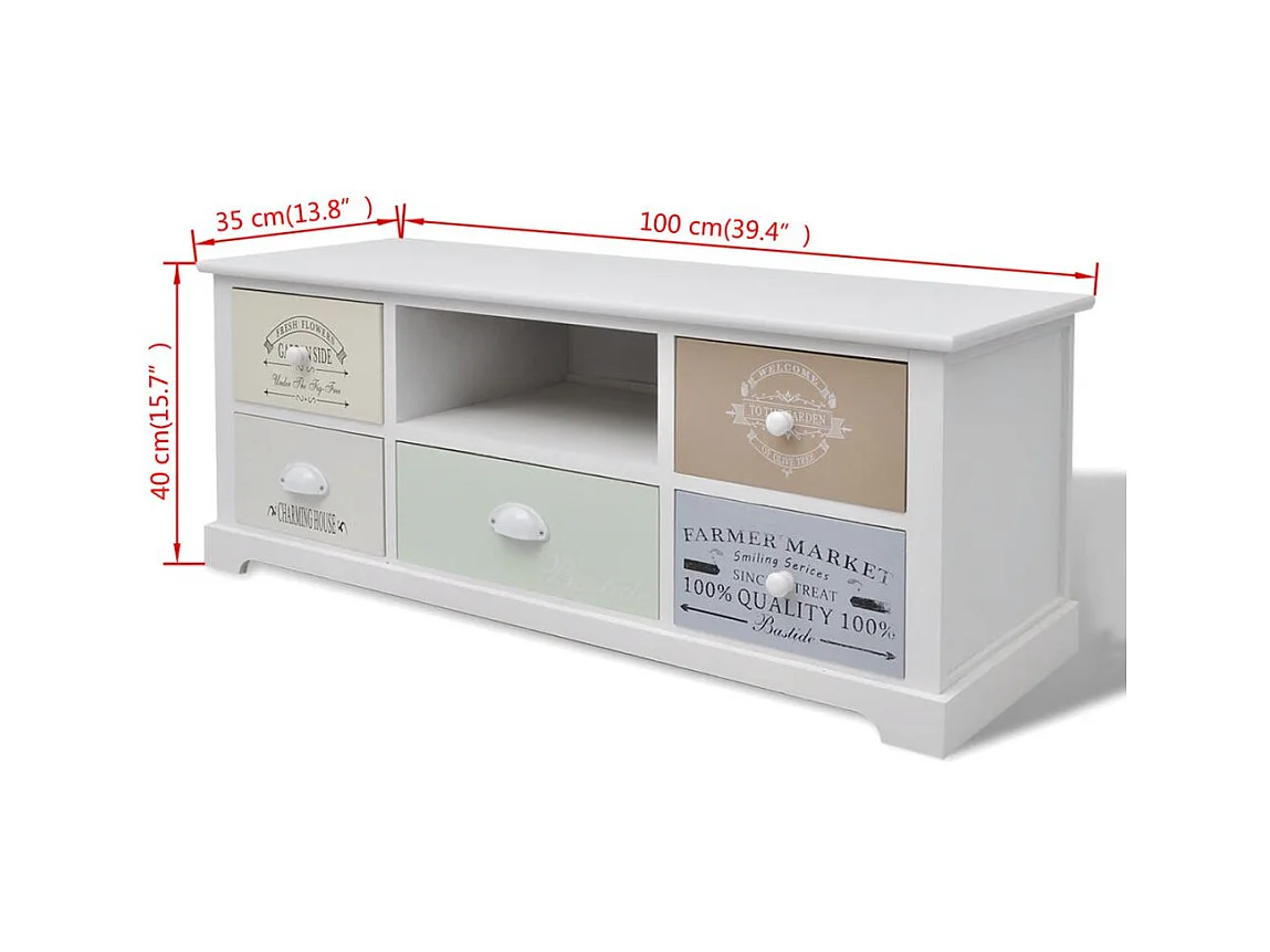 Mueble buffet TV de diseño práctico en contrachapado blanco estilo francés 2502188