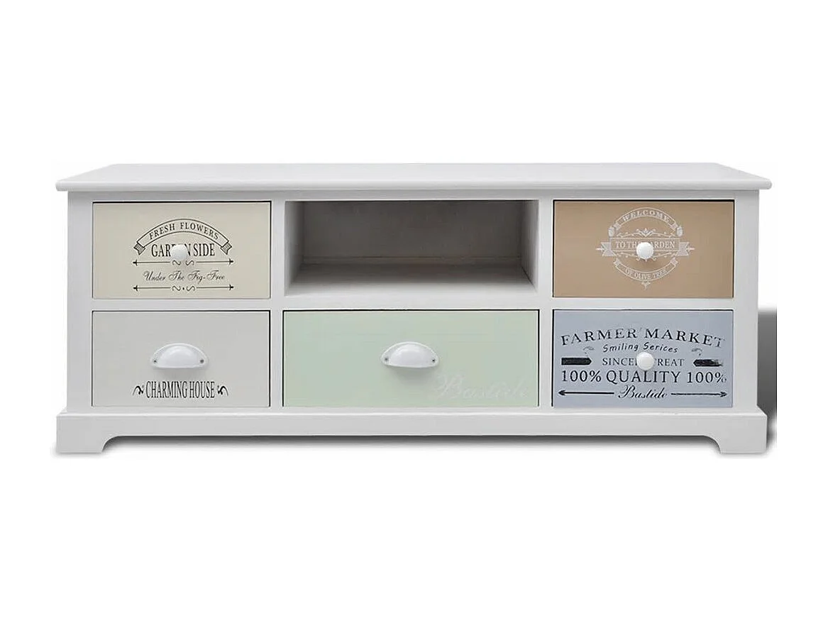 Móvel de buffet para TV de design prático em compensado branco estilo francês 2502188