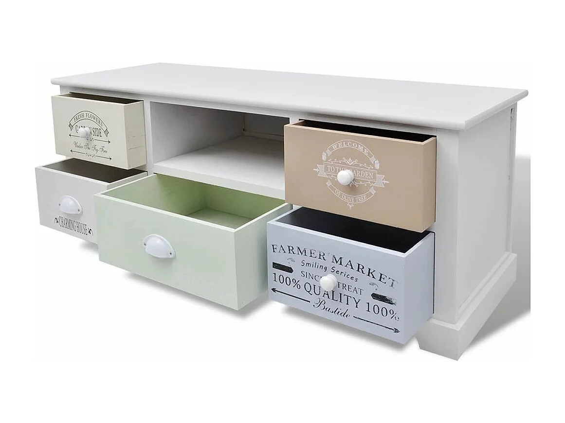 Móvel de buffet para TV de design prático em compensado branco estilo francês 2502188