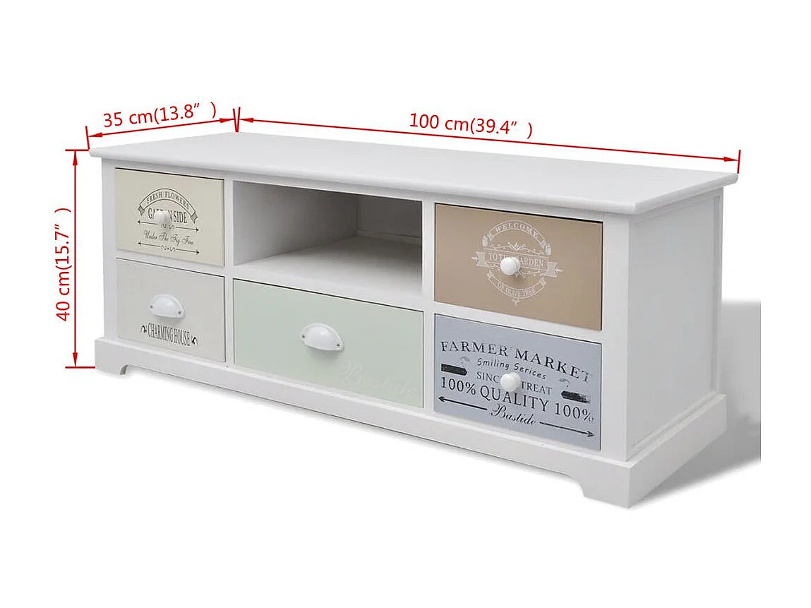 Móvel de buffet para TV de design prático em compensado branco estilo francês 2502188