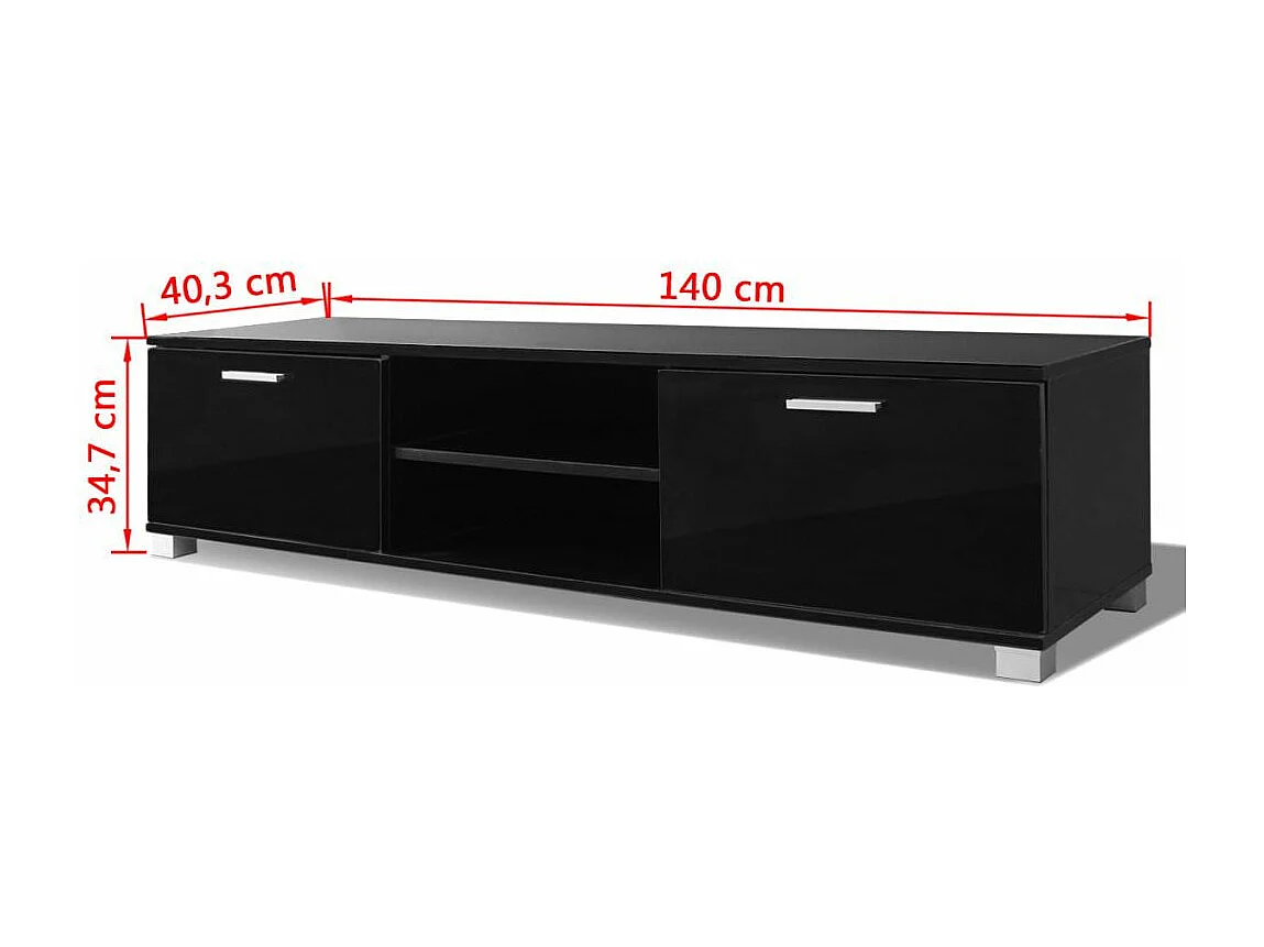 Mueble para TV Buffet para TV diseño práctico negro brillante 140 cm 2502219