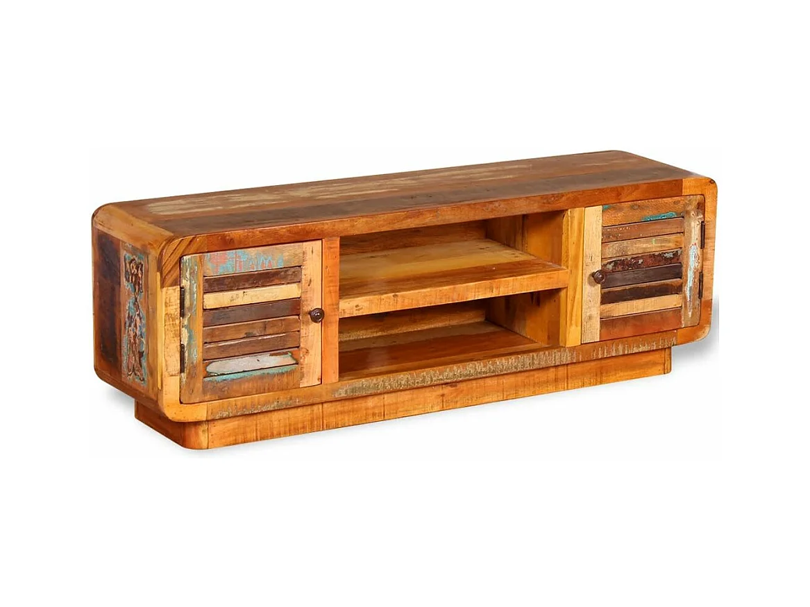 Mobile TV TV buffet dal design pratico in legno massello di recupero 120 cm 2502157