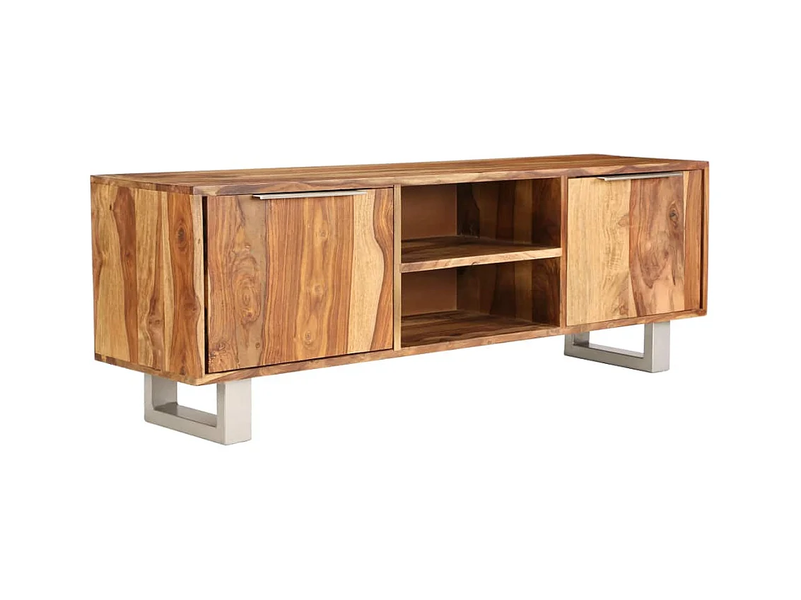 Mueble TV Buffet TV diseño práctico madera maciza de sheesham acabado miel 118 cm 2502161