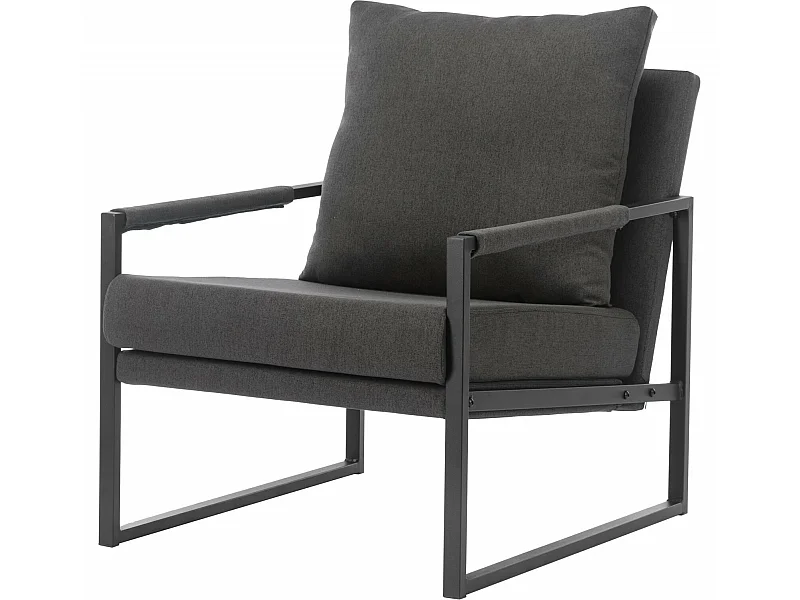SCOTT - Fauteuil lounge en tissu Anthracite et métal noir