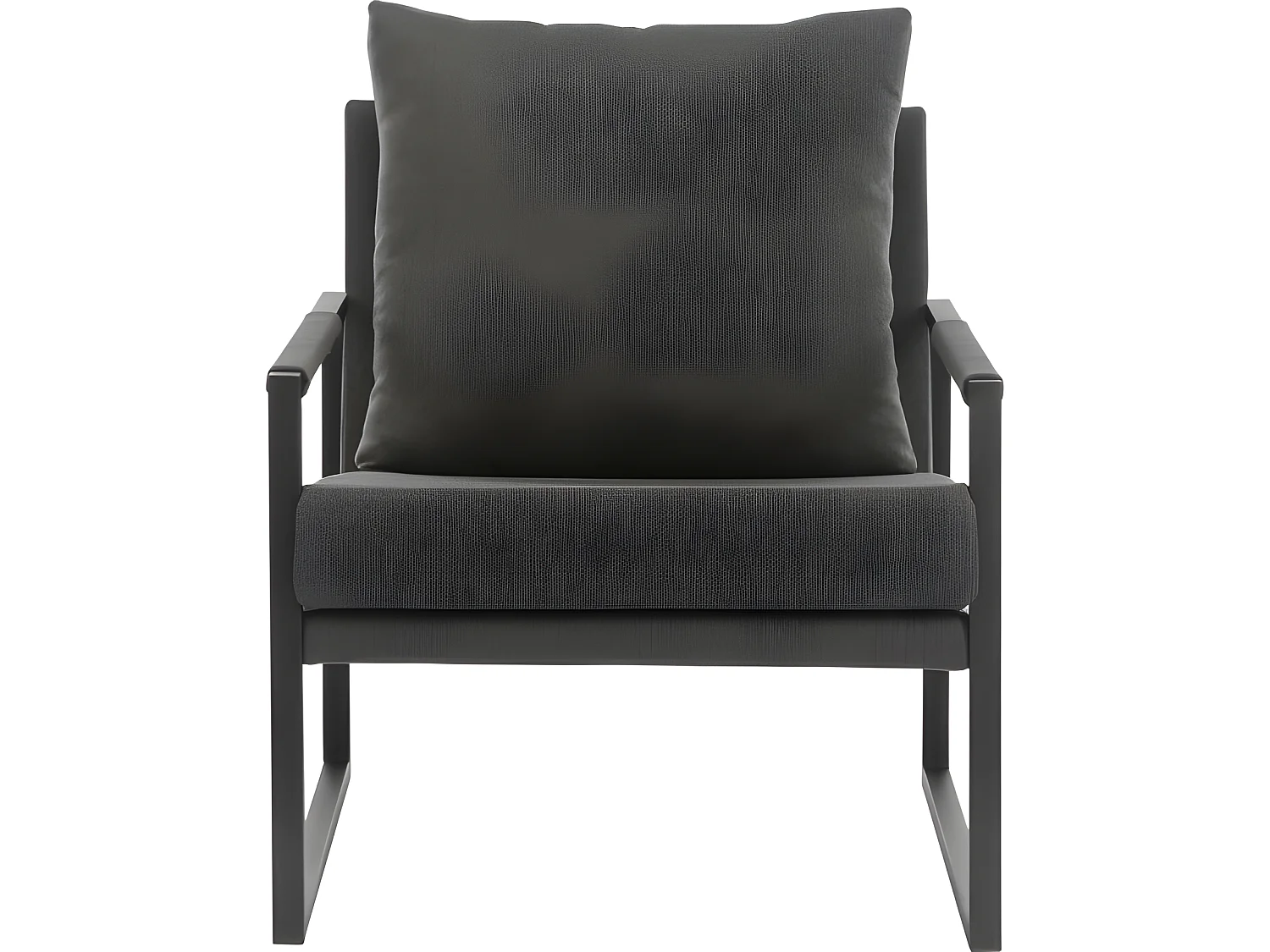 SCOTT - Fauteuil lounge en tissu Anthracite et métal noir