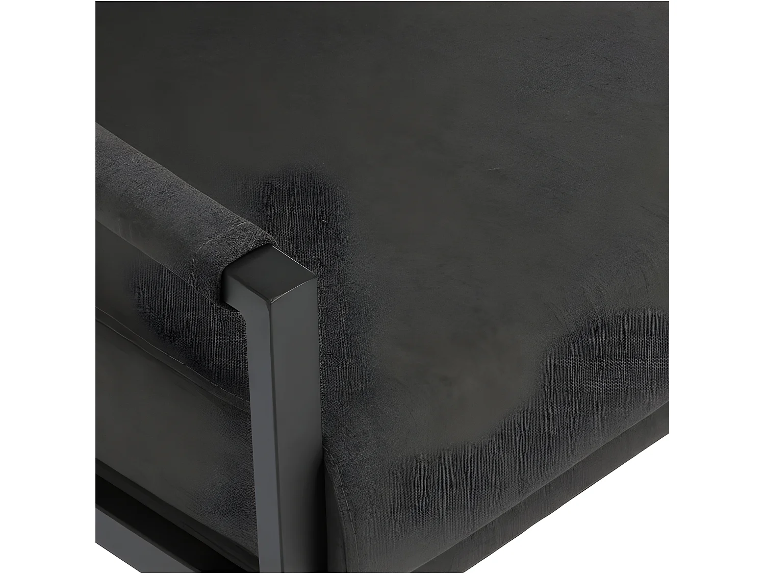 SCOTT - Fauteuil lounge en tissu Anthracite et métal noir