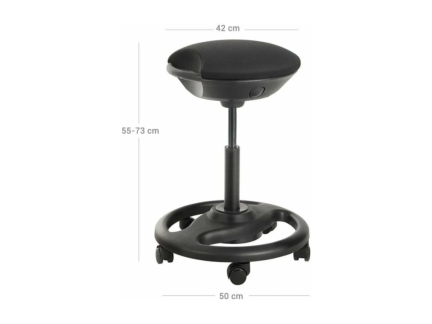 Sgabello operativo dinamico sedia da ufficio ergonomica girevole con ruote seduta extra larga inclinazione 10° altezza regolabile imbottitura spessa nero 12_0001457