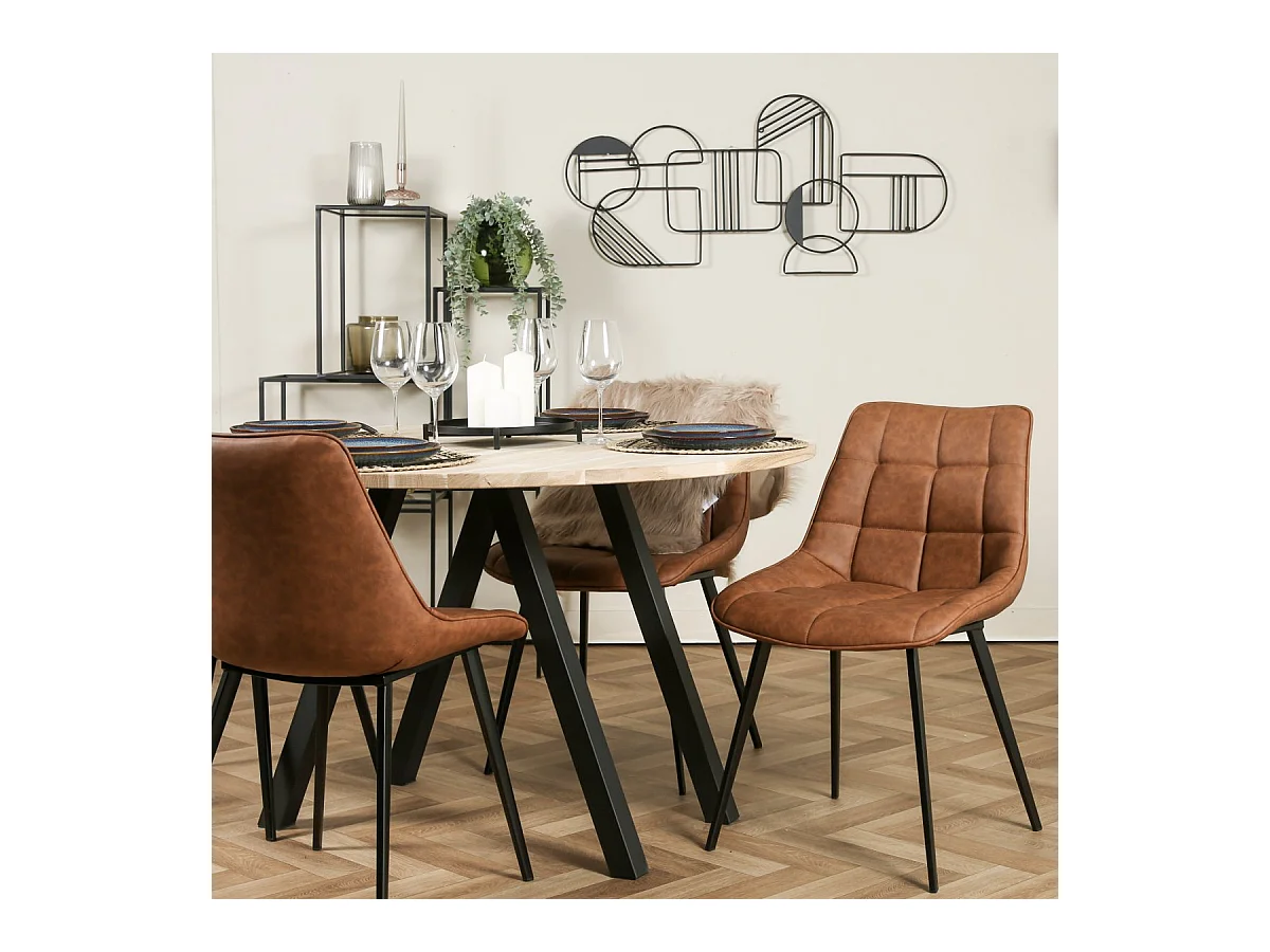 TABLO - Mesa de comedor redonda de madera D 120