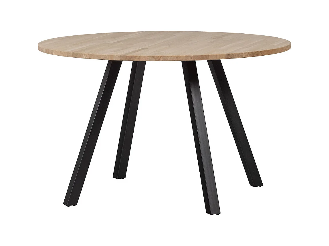 TABLO - Table de repas ronde en chêne et acier noir