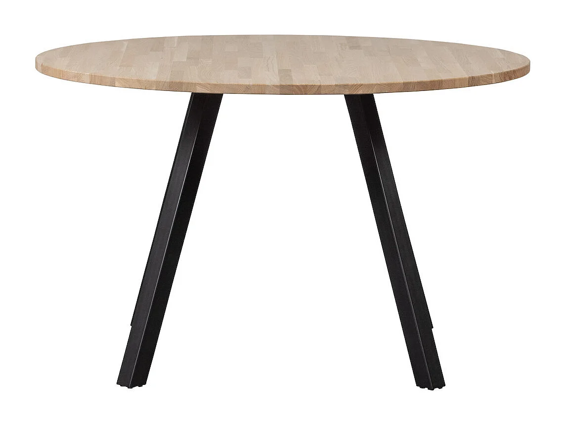 TABLO - Table de repas ronde en chêne et acier noir