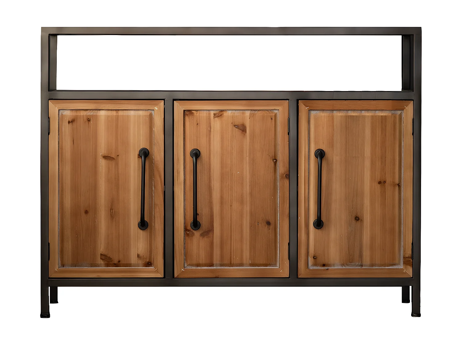 BRUNCH - Buffet en bois de sapin et acier gris anthracite