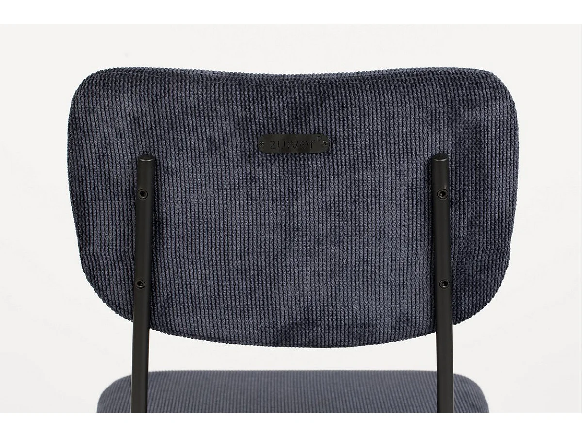 BENSON - Tabouret de bar en velours texturé bleu