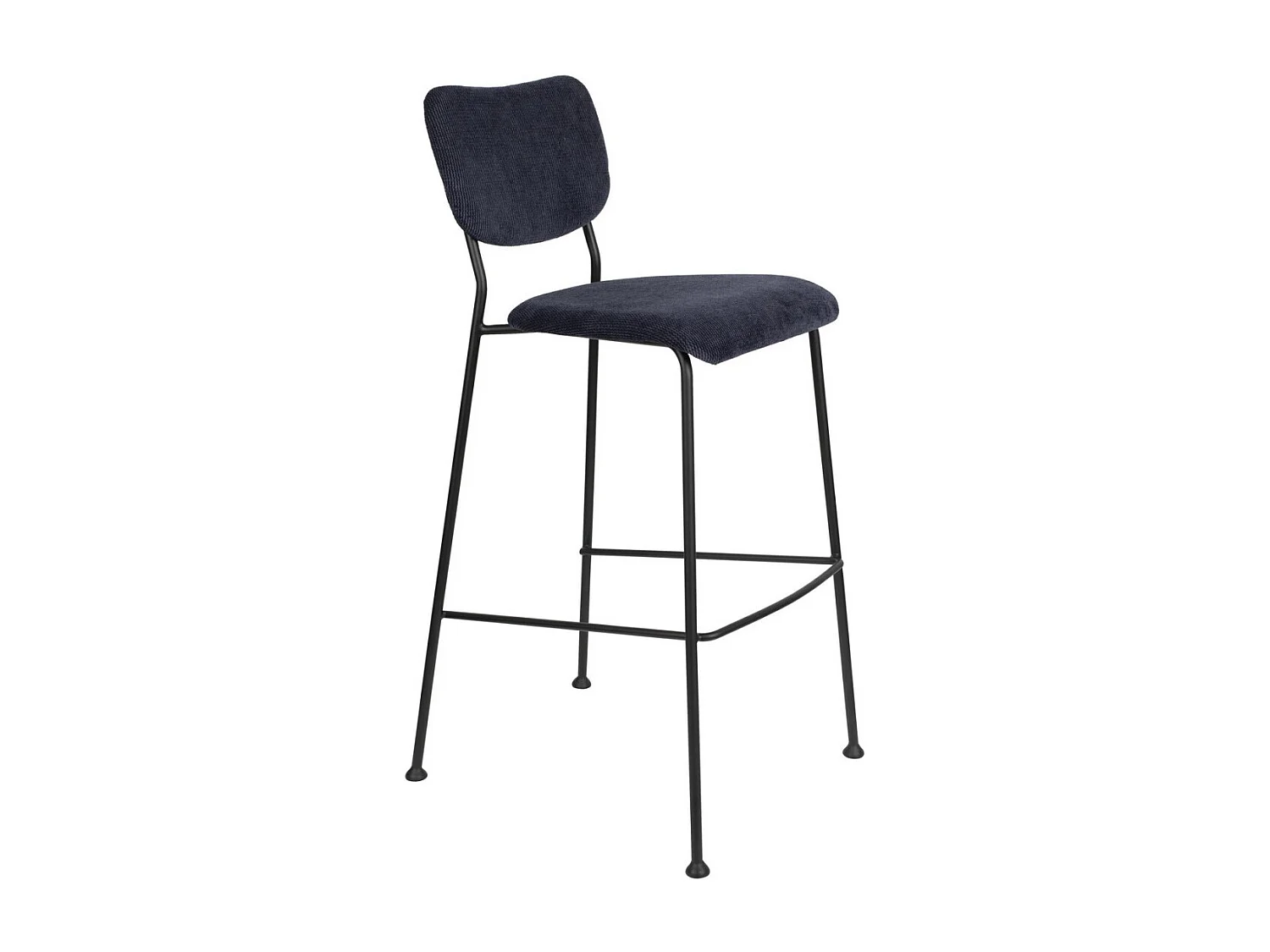 BENSON - Tabouret de bar en velours texturé bleu