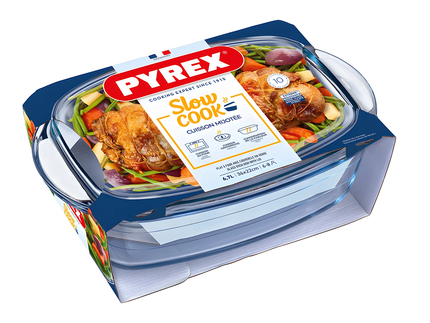 Pyrex Cocotte four rectangulaire en verre 6.5l transparent - 466a000/6343