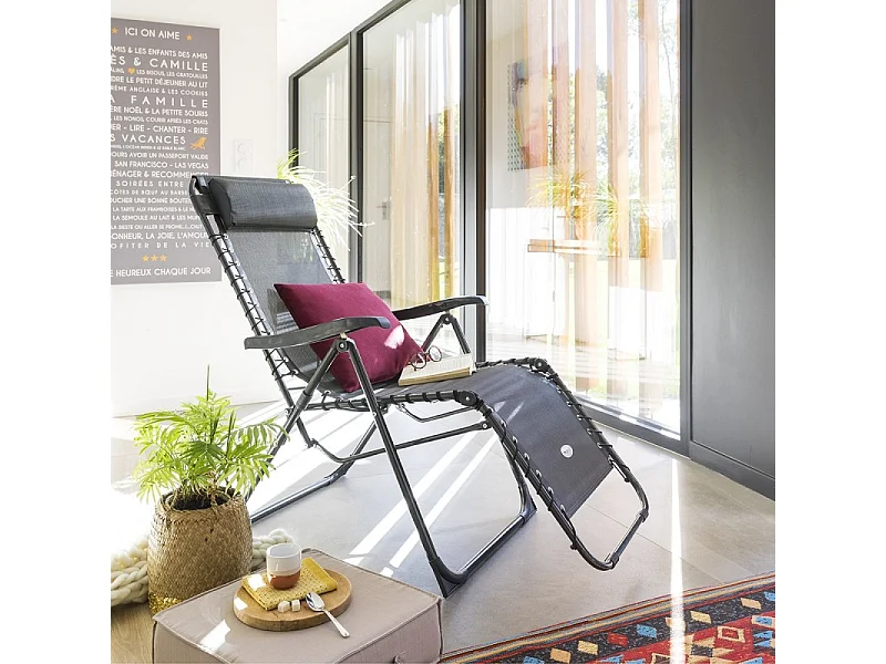 Fauteuil détente d'extérieur Hespéride Silos gris anthracite
