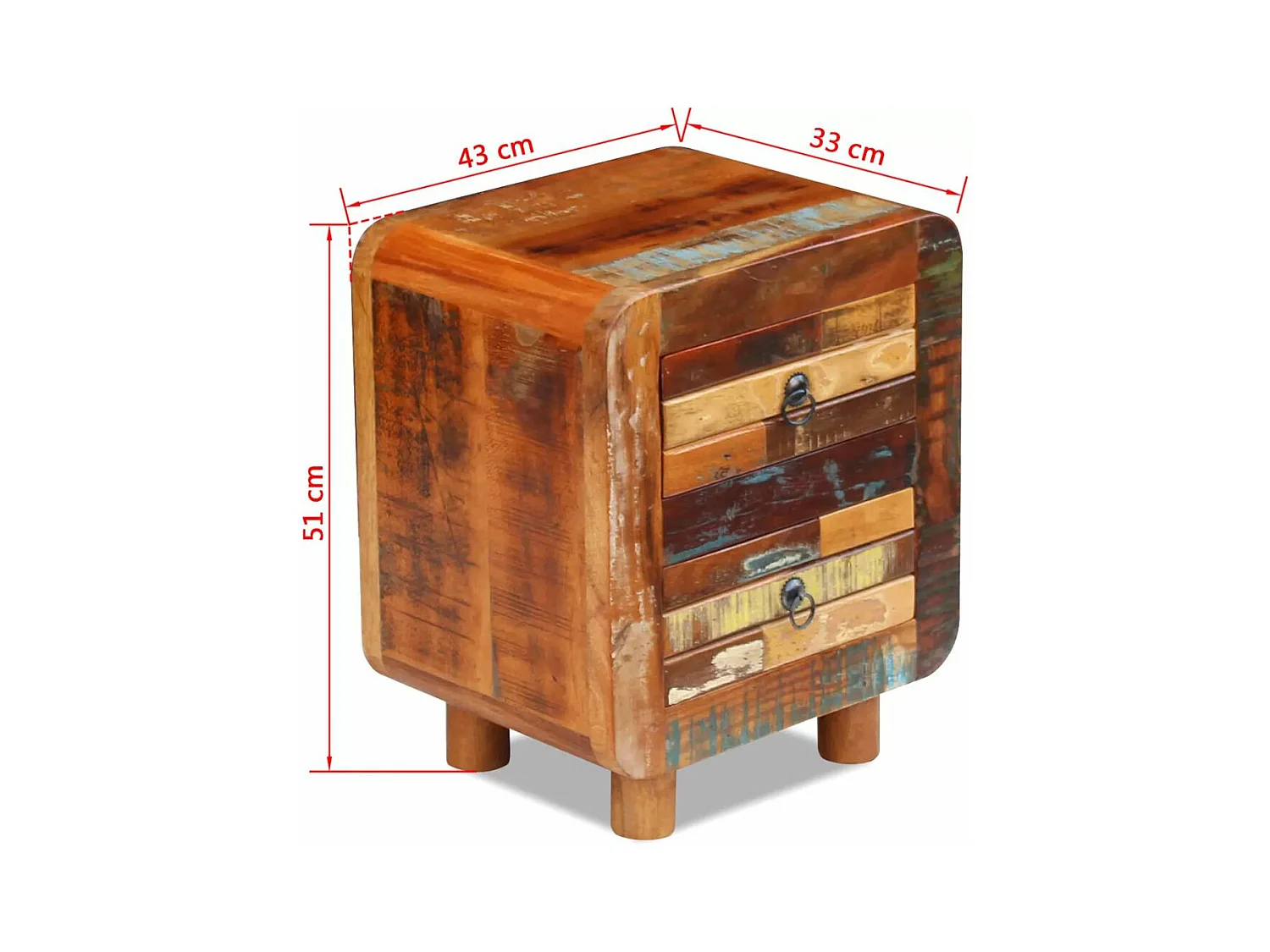 Table de nuit chevet bois marron 43 x 33 x 51 cm 1402012