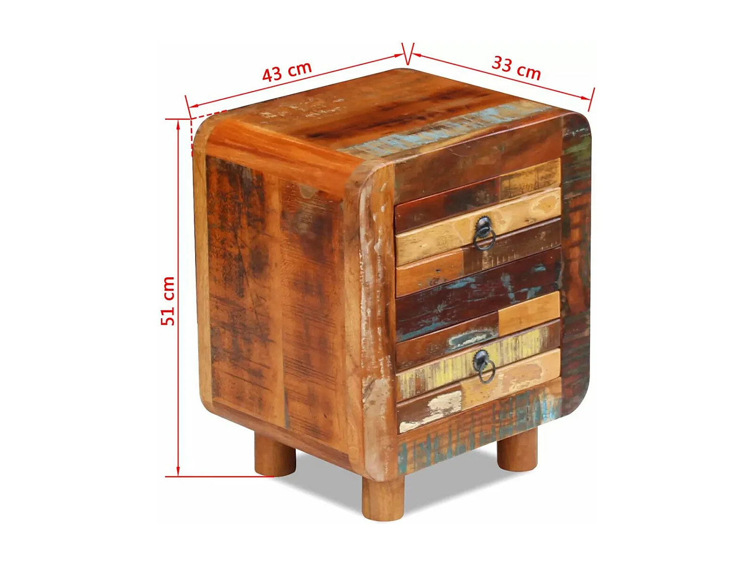 Table de nuit chevet bois marron 43 x 33 x 51 cm 1402012