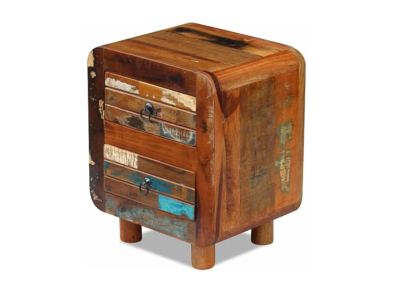 Mesita de noche cómoda armario muebles de dormitorio madera maciza recuperada 43 x 33 x 51 cm 1402012