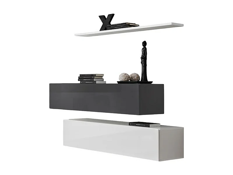 Conjunto de muebles de salón SWITCH SBII, diseño en colores blanco y gris brillante.