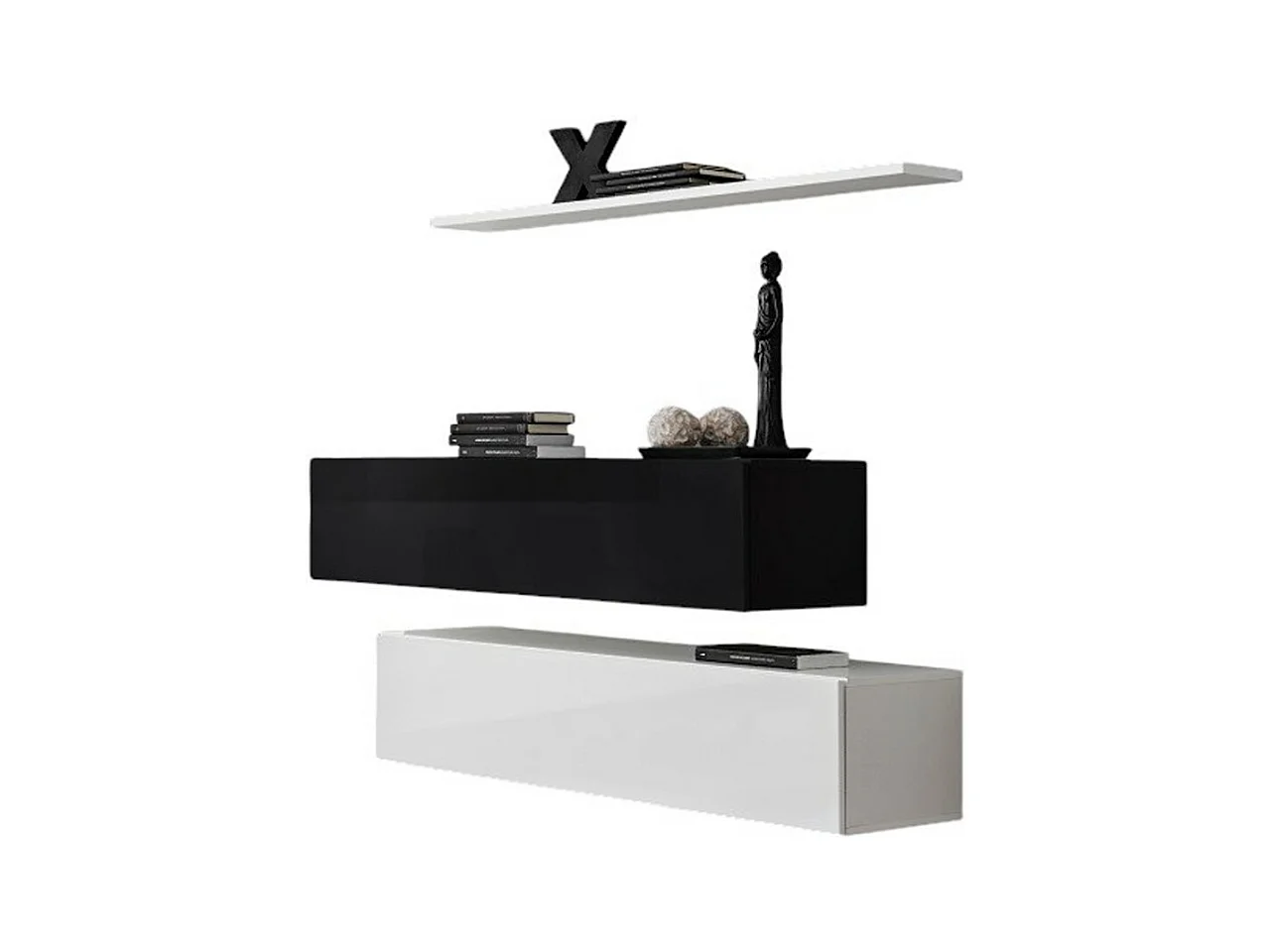Ensemble meubles de salon SWITCH SBII – Design moderne – Blanc et noir brillant