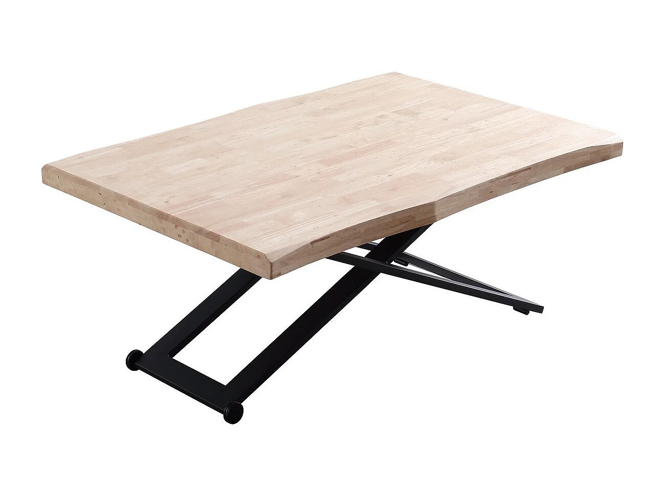 MATIKA - Table basse rehaussable en bois et acier noir