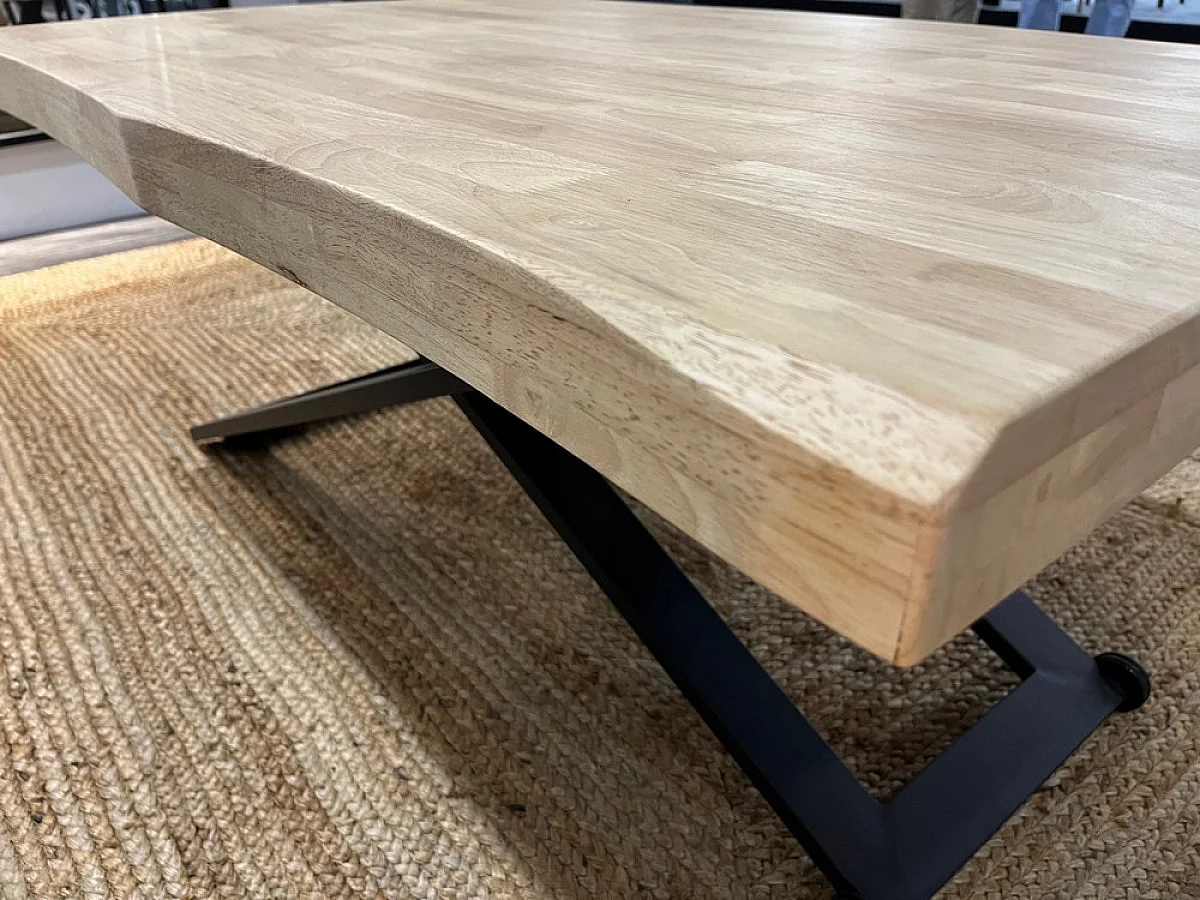 MATIKA - Table basse rehaussable en bois et acier noir