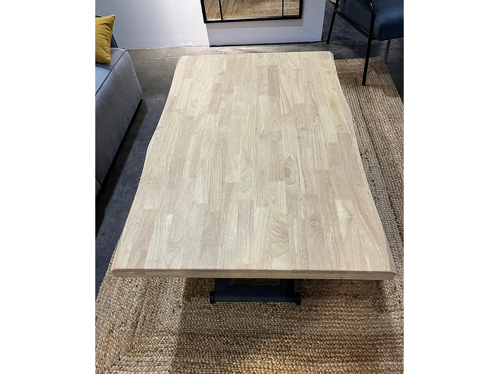 MATIKA - Table basse rehaussable en bois et acier noir