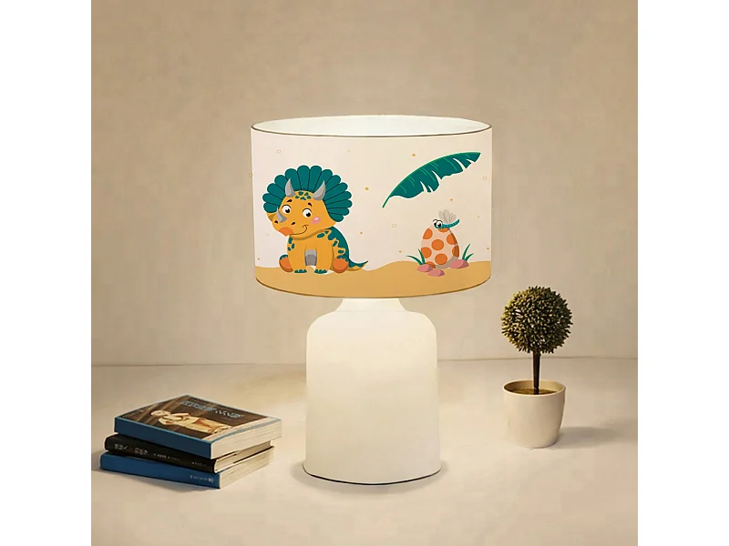 Lampe de bureau Macclesfield pour enfant 32 cm blanc à motif de dinosaure [lux.pro]