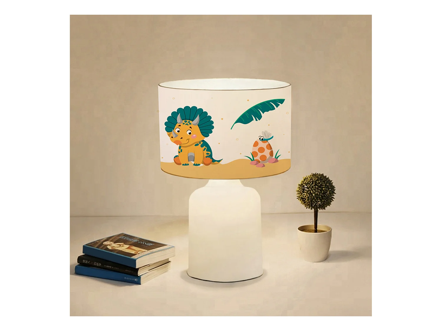 Lampe de bureau Macclesfield pour enfant 32 cm blanc à motif de dinosaure [lux.pro]