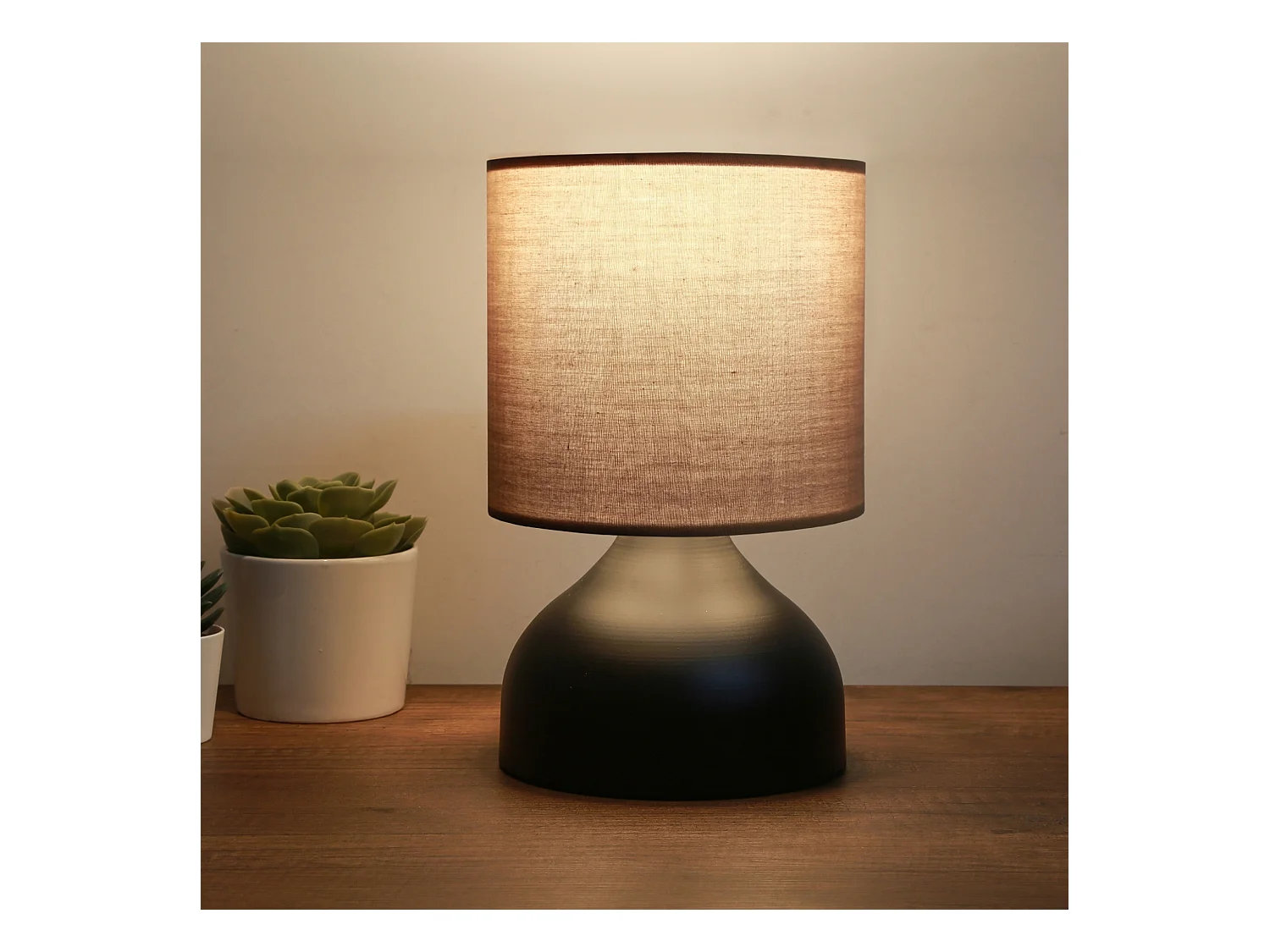 Lampe de bureau Shoreham E27 hauteur 32 cm noir / marron [lux.pro]