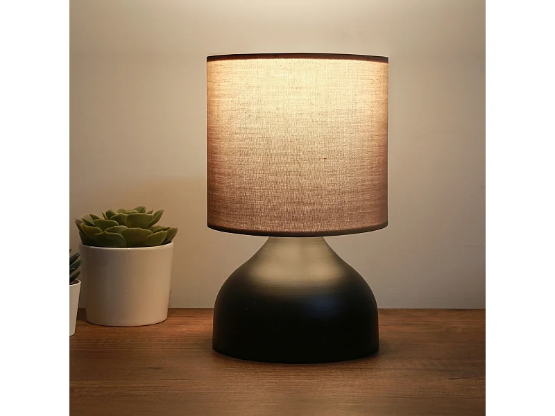 Lampe de bureau Shoreham E27 hauteur 32 cm noir / marron [lux.pro]