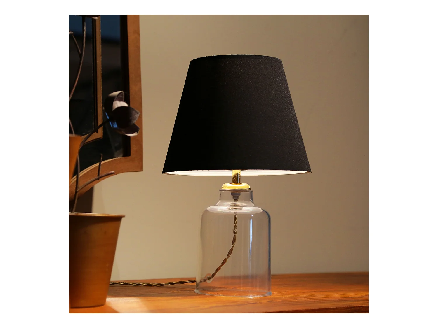 Lampe de bureau Oldham E27 hauteur 30 cm noir / laiton [lux.pro]
