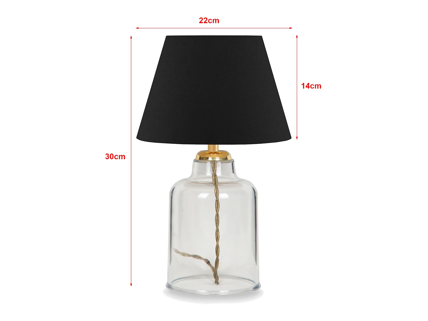 Lampe de bureau Oldham E27 hauteur 30 cm noir / laiton [lux.pro]