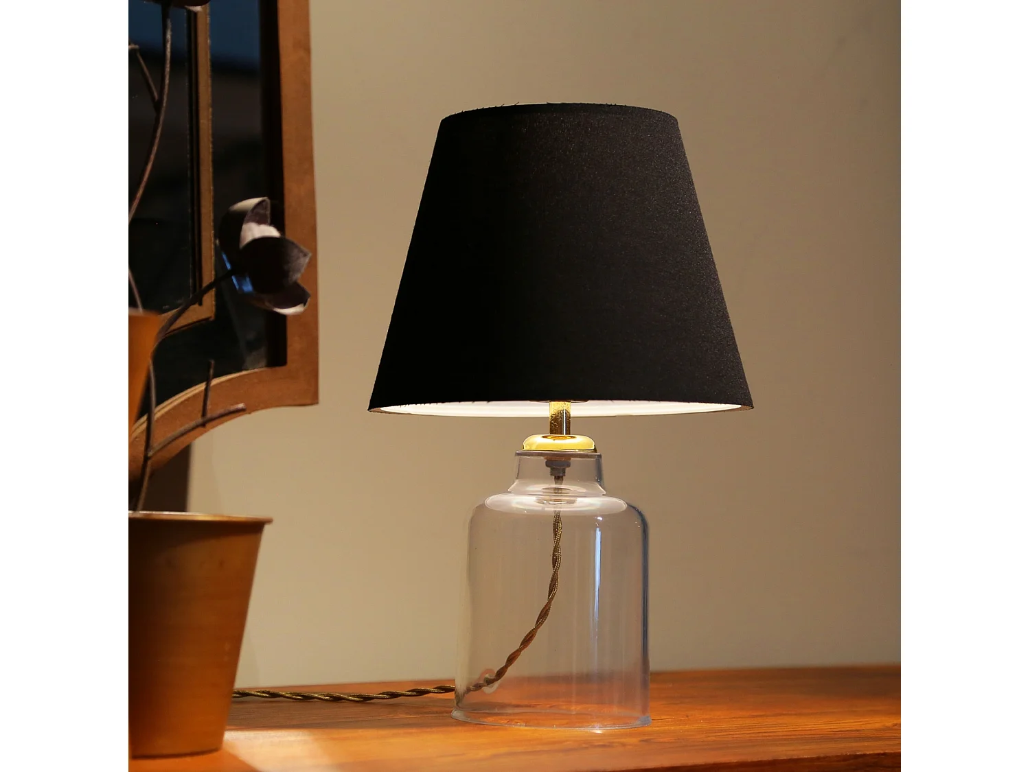 Lampe de bureau Oldham E27 hauteur 30 cm noir / laiton [lux.pro]